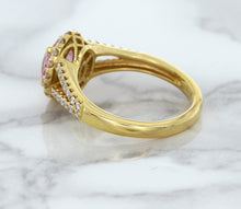 Load image into Gallery viewer, 1.91ct Oval Pink Sapphire Ring with Diamond Halo in 18K Rose Gold