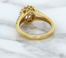 Load image into Gallery viewer, 1.91ct Oval Pink Sapphire Ring with Diamond Halo in 18K Rose Gold