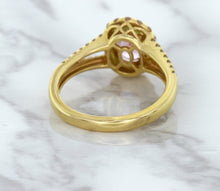 Load image into Gallery viewer, 1.91ct Oval Pink Sapphire Ring with Diamond Halo in 18K Rose Gold