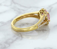 Load image into Gallery viewer, 1.91ct Oval Pink Sapphire Ring with Diamond Halo in 18K Rose Gold