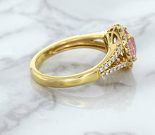 Load image into Gallery viewer, 1.91ct Oval Pink Sapphire Ring with Diamond Halo in 18K Rose Gold
