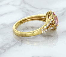 Load image into Gallery viewer, 1.91ct Oval Pink Sapphire Ring with Diamond Halo in 18K Rose Gold