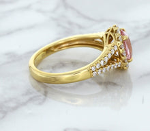 Load image into Gallery viewer, 1.91ct Oval Pink Sapphire Ring with Diamond Halo in 18K Rose Gold