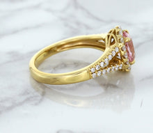 Load image into Gallery viewer, 1.91ct Oval Pink Sapphire Ring with Diamond Halo in 18K Rose Gold