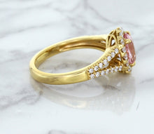 Load image into Gallery viewer, 1.91ct Oval Pink Sapphire Ring with Diamond Halo in 18K Rose Gold