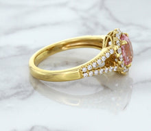 Load image into Gallery viewer, 1.91ct Oval Pink Sapphire Ring with Diamond Halo in 18K Rose Gold