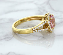 Load image into Gallery viewer, 1.91ct Oval Pink Sapphire Ring with Diamond Halo in 18K Rose Gold