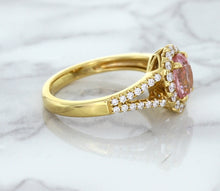 Load image into Gallery viewer, 1.91ct Oval Pink Sapphire Ring with Diamond Halo in 18K Rose Gold