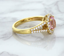 Load image into Gallery viewer, 1.91ct Oval Pink Sapphire Ring with Diamond Halo in 18K Rose Gold