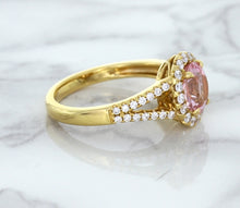 Load image into Gallery viewer, 1.91ct Oval Pink Sapphire Ring with Diamond Halo in 18K Rose Gold