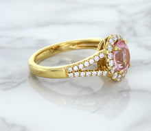 Load image into Gallery viewer, 1.91ct Oval Pink Sapphire Ring with Diamond Halo in 18K Rose Gold