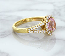 Load image into Gallery viewer, 1.91ct Oval Pink Sapphire Ring with Diamond Halo in 18K Rose Gold