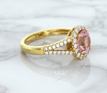 Load image into Gallery viewer, 1.91ct Oval Pink Sapphire Ring with Diamond Halo in 18K Rose Gold