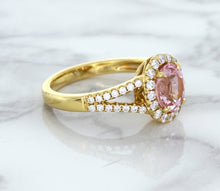 Load image into Gallery viewer, 1.91ct Oval Pink Sapphire Ring with Diamond Halo in 18K Rose Gold