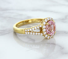 Load image into Gallery viewer, 1.91ct Oval Pink Sapphire Ring with Diamond Halo in 18K Rose Gold