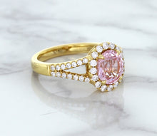 Load image into Gallery viewer, 1.91ct Oval Pink Sapphire Ring with Diamond Halo in 18K Rose Gold