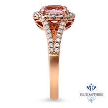 Load image into Gallery viewer, 1.91ct Oval Pink Sapphire Ring with Diamond Halo in 18K Rose Gold