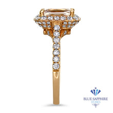 Load image into Gallery viewer, 2.02ct Radiant Unheated GIA Certified Peach Sapphire Ring with Diamond Halo in 18K Rose Gold
