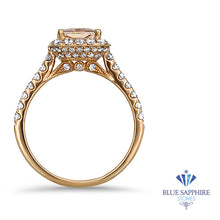 Load image into Gallery viewer, 2.02ct Radiant Unheated GIA Certified Peach Sapphire Ring with Diamond Halo in 18K Rose Gold