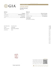 Load image into Gallery viewer, 2.02ct Radiant Unheated GIA Certified Peach Sapphire Ring with Diamond Halo in 18K Rose Gold