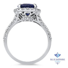 Load image into Gallery viewer, 3.55ct Oval Blue Sapphire Ring with Diamond Halo in 18K White Gold