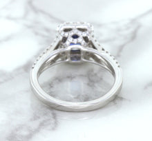 Load image into Gallery viewer, 1.43ct Cushion Blue Sapphire Ring with Diamond Halo in 18K White Gold
