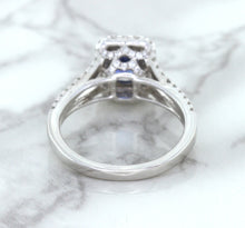 Load image into Gallery viewer, 1.43ct Cushion Blue Sapphire Ring with Diamond Halo in 18K White Gold