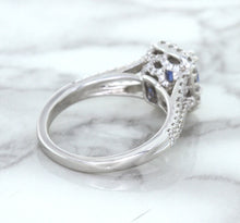 Load image into Gallery viewer, 1.43ct Cushion Blue Sapphire Ring with Diamond Halo in 18K White Gold
