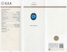 Load image into Gallery viewer, 4.19ct Oval Blue Sapphire Ring with Diamond Halo in 18K White Gold