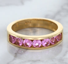 Load image into Gallery viewer, 1.23ctw Round Pink Sapphire Ring in 18K Rose Gold
