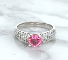 Load image into Gallery viewer, 1.14ct Round Pink Sapphire Ring with Diamond Accents in 14K White Gold