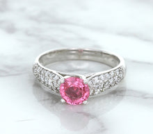 Load image into Gallery viewer, 1.14ct Round Pink Sapphire Ring with Diamond Accents in 14K White Gold