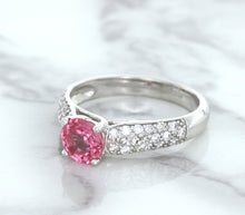 Load image into Gallery viewer, 1.14ct Round Pink Sapphire Ring with Diamond Accents in 14K White Gold