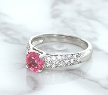 Load image into Gallery viewer, 1.14ct Round Pink Sapphire Ring with Diamond Accents in 14K White Gold