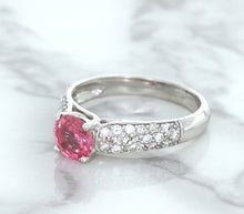 Load image into Gallery viewer, 1.14ct Round Pink Sapphire Ring with Diamond Accents in 14K White Gold