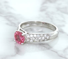 Load image into Gallery viewer, 1.14ct Round Pink Sapphire Ring with Diamond Accents in 14K White Gold