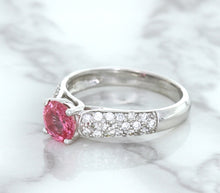 Load image into Gallery viewer, 1.14ct Round Pink Sapphire Ring with Diamond Accents in 14K White Gold