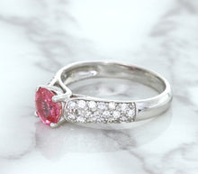 Load image into Gallery viewer, 1.14ct Round Pink Sapphire Ring with Diamond Accents in 14K White Gold