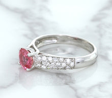 Load image into Gallery viewer, 1.14ct Round Pink Sapphire Ring with Diamond Accents in 14K White Gold