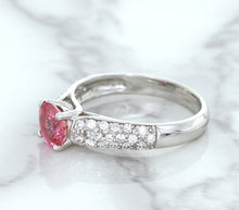 Load image into Gallery viewer, 1.14ct Round Pink Sapphire Ring with Diamond Accents in 14K White Gold