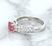 Load image into Gallery viewer, 1.14ct Round Pink Sapphire Ring with Diamond Accents in 14K White Gold