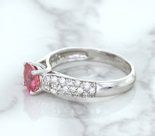 Load image into Gallery viewer, 1.14ct Round Pink Sapphire Ring with Diamond Accents in 14K White Gold