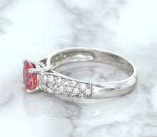 Load image into Gallery viewer, 1.14ct Round Pink Sapphire Ring with Diamond Accents in 14K White Gold