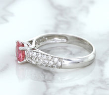 Load image into Gallery viewer, 1.14ct Round Pink Sapphire Ring with Diamond Accents in 14K White Gold