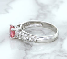 Load image into Gallery viewer, 1.14ct Round Pink Sapphire Ring with Diamond Accents in 14K White Gold