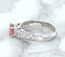 Load image into Gallery viewer, 1.14ct Round Pink Sapphire Ring with Diamond Accents in 14K White Gold