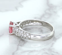 Load image into Gallery viewer, 1.14ct Round Pink Sapphire Ring with Diamond Accents in 14K White Gold