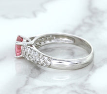 Load image into Gallery viewer, 1.14ct Round Pink Sapphire Ring with Diamond Accents in 14K White Gold