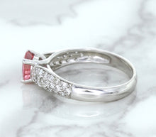 Load image into Gallery viewer, 1.14ct Round Pink Sapphire Ring with Diamond Accents in 14K White Gold