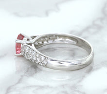 Load image into Gallery viewer, 1.14ct Round Pink Sapphire Ring with Diamond Accents in 14K White Gold